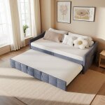 Lit gigogne - lit convertible 2 places - lit simple 90x200 - lit double 180x200 - cadre de lit avec sommier ...