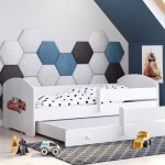 Lit gigogne double pour enfants luk ii 160 x 80 avec 2 matelas 2 sommiers blanc avec motif de voiture ... Lit gigogne double pour enfants luk ii 160 x 80 avec 2 matelas 2 sommiers blanc avec motif de voiture ...