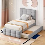 Lit gigogne enfant 2 places 90 x 200 - 90x190 extensible avec sommier  lattes et tte de lit rglable ...