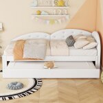 Lit gigogne enfant 90 * 200cm - 2 places - lit simple avec lit escamotable et roulettes - sommier à lattes ... Lit gigogne enfant 90 * 200cm - 2 places - lit simple avec lit escamotable et roulettes - sommier à lattes ...