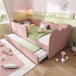Lit gigogne enfant fille 90x190 rose avec 2 sommier et detachable guardrail lit velours 1 personne canapé ... Lit gigogne enfant fille 90x190 rose avec 2 sommier et detachable guardrail lit velours 1 personne canapé ...