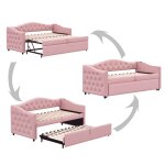 Lit gigogne femme2 places 90x200 - 90x190 avec connexion usb et sommier � lattes classique tissu en lin ...