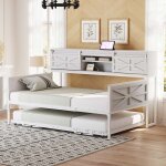 Lit gigogne métal 90x200cm rangement prises avec sommier blanc Lit gigogne métal 90x200cm rangement prises avec sommier blanc
