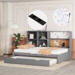 Canapé - lit 90x200 cm avec lit gigogne avec port usb planche à dessin et rangement pin + mdf sommier ... Canapé - lit 90x200 cm avec lit gigogne avec port usb planche à dessin et rangement pin + mdf sommier ...