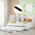 Canapé - lit 90x200 cm avec lit gigogne avec port usb planche à dessin et rangement pin + mdf sommier ... Canapé - lit 90x200 cm avec lit gigogne avec port usb planche à dessin et rangement pin + mdf sommier ...