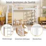 Lit haut 90 * 200 avec escalier de s�curit� rangement et petite armoire plancher haut design de fen�tre ...