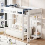 Lit haut avec d�p�t 90 x 200 cm cadre de lit en bois de pine massif avec grille - latte lit pour enfants ...