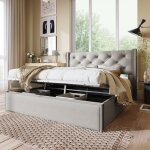 Lit hydraulique lit rembourré 160x200 cm lit tapissier lit coffre avec sommier à lattes rangements - ... Lit hydraulique lit rembourré 160x200 cm lit tapissier lit coffre avec sommier à lattes rangements - ...