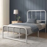 Lit jules 1 personne lit 90x190 cm cadre de lit en mtal avec tte et pied de lit hauteur 35. 5cm avec ...