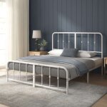 Lit jules 2 personnes lit 140x190 cm cadre de lit en mtal avec tte et pied de lit hauteur 35. 5cm avec ...