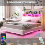 Lit led 160x200lit double avec tête de lit de rangement cadre de lit avec interface usb et type - c lit ... Lit led 160x200lit double avec tête de lit de rangement cadre de lit avec interface usb et type - c lit ...