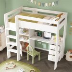 Lit mezzanine 1 place avec bureau usb - c lit mezzanine 90x200cm lit simple avec chelle rangement intgr ...