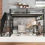 Lit mezzanine 120 x 200 cm lit enfant lit ado lit adultes avec bureausommiers � lattes�tag�re de rangementcadr ...