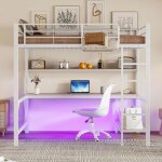 Lit mezzanine 140 * 200cmlit adulte avec bureau et prise usblumi�re dambiance t�l�command�ecadre de lit ...