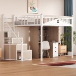 Lit mezzanine - 140 x 200 cm - lit enfant avec échelle de sécurité avec casiersbarrière de sécuritéblanc ... Lit mezzanine - 140 x 200 cm - lit enfant avec échelle de sécurité avec casiersbarrière de sécuritéblanc ...