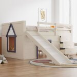 Lit mezzanine 140 x 200 cm avec toboggan et échelle lit superposé en bois avec tiroirs lit pour enfants ... Lit mezzanine 140 x 200 cm avec toboggan et échelle lit superposé en bois avec tiroirs lit pour enfants ...