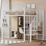 Lit mezzanine 140 x 200 lit enfant lit superpos avec escalier niveau infrieur pour rangement ou canap ...