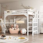 Lit mezzanine 140 x 200cm lit adulte lit simple bois avec escalier de rangement armoire ouverte et sommiers ... Lit mezzanine 140 x 200cm lit adulte lit simple bois avec escalier de rangement armoire ouverte et sommiers ...