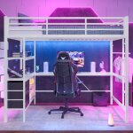 Lit mezzanine 140 x 200cm - kodise - avec �clairage ledbureauprises et usb3 tiroirs�tag�ressans matelas ...