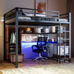 Lit mezzanine 140x200 cm avec abureau et petite armoire - lit enfant éclairage led avec rampe escalier ... Lit mezzanine 140x200 cm avec abureau et petite armoire - lit enfant éclairage led avec rampe escalier ...