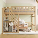 Lit mezzanine 140x200 cm cadre de lit double en bois massif lit enfant avec placard de rangement couleur ... Lit mezzanine 140x200 cm cadre de lit double en bois massif lit enfant avec placard de rangement couleur ...
