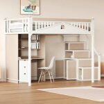 Lit mezzanine 140x200 cm avec casiers - lit enfant �chelle de s�curit� interchangeable de gauche � droite ...