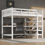 Lit mezzanine 140x200 cm lit enfant adulte avec rangement et bureau sous le lit lit 1 personne avec barrires ...