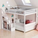 Lit mezzanine 140x200 cm escaliers de rangement lit mezzanine 2 places lit mezzanine enfant haute cl�ture ...