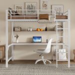 Lit mezzanine 140x200 cm en métal avec bureau et éclairage ledlits superposés 2 personne avec usb et ... Lit mezzanine 140x200 cm en métal avec bureau et éclairage ledlits superposés 2 personne avec usb et ...