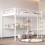 Lit mezzanine 140x200 avec échelle lit enfant avec table et étagère barrière de sécurité grillagée en ... Lit mezzanine 140x200 avec échelle lit enfant avec table et étagère barrière de sécurité grillagée en ...