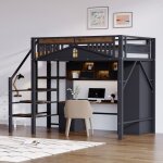Lit mezzanine 140x200 cm avec escalier de rangementlit superpos� 2 places avec rangementlit enfant avec ...