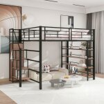 Lit mezzanine 140x200 noir avec escalier sécurisé rangements penderie & Étagères - design haute clôture ... Lit mezzanine 140x200 noir avec escalier sécurisé rangements penderie & Étagères - design haute clôture ...