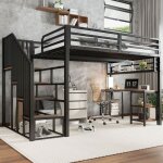 Lit mezzanine 2 places 120 x 200 cm lit enfant lit double avec bureauavec sommiers � lattes�tag�re de ...