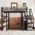 Lit mezzanine 2 places 140x200cm lit enfant avec porte - sédiments à trois couches bureau garde - robe ... Lit mezzanine 2 places 140x200cm lit enfant avec porte - sédiments à trois couches bureau garde - robe ...