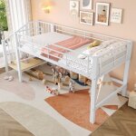 Lit mezzanine 2 places avec bureau140 x 200 cm lit double adulte avec ledport usbarmoire ouverte et 3 ...