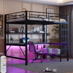 Lit mezzanine 2 place avec led et usb lit mezzanine avec bureau et tagreslit superpos enfant 140x200 ...
