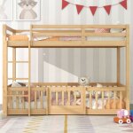 Lit mezzanine - 90200 cm - kodise - avec chelle droite garde - corps et porte en bois massif sans matelas ...