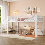 Lit mezzanine 90 x 200 cm avec chelle de rangement lit mi - hauteur pour enfants et adolescents structure ...