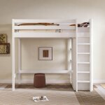 Lit mezzanine 90 x 200 cm lit enfant lit simple avec escalier armoire et 4 étagères - blanc Lit mezzanine 90 x 200 cm lit enfant lit simple avec escalier armoire et 4 étagères - blanc
