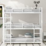 Lit mezzanine 90 x 200 cm - lit en fer lit superpos� triple pour enfants adolescents et adultes blanc ...