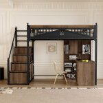 Lit mezzanine 90 x 200 cm en métal lit enfant avec barrière échelle interchangeable gauche / droite avec ... Lit mezzanine 90 x 200 cm en métal lit enfant avec barrière échelle interchangeable gauche / droite avec ...