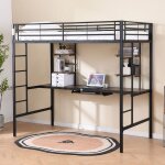 Lit mezzanine 90x190cm avec bureau m�tallique noir