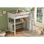 Lit mezzanine 90x200 cm avec �chelle et bureau lit enfant avec armoire lit enfant double 2 en 1 blanc ...