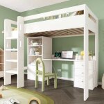 Lit mezzanine 90x200 cm enfants avec bureau usb - c armoire et classeur et sommier � lattes blanc