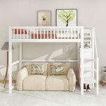Lit mezzanine 90x200 cm avec escalier lit enfant en bois avec rangement lit adulte avec penderie blanc ... Lit mezzanine 90x200 cm avec escalier lit enfant en bois avec rangement lit adulte avec penderie blanc ...