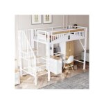 Lit mezzanine 90x200 cm en m�tal barri�re de s�curit� unique avec fen�tre espace suffisant sous le lit ...