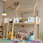Lit mezzanine 90x200 cm avec protection anti - chute et barrières de sécurité lit cabane enfant avec ... Lit mezzanine 90x200 cm avec protection anti - chute et barrières de sécurité lit cabane enfant avec ...