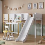 Lit mezzanine pour enfant 90 x 200 cm lit en bois avec compartiments de rangement toboggan et �chelle ...