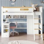 Lit mezzanine 90x200 cm avec table lit mezzanine enfant avec table �tag�re de rangement armoire int�gr�e ...