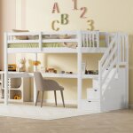 Lit mezzanine enfant 90 x 200 cm avec tiroirs de rangement et bureau sous le litlits superposs peu encombrant ...